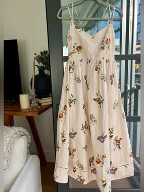 New Anthropologie Farmers Market Fruits & Floral Garden Maxi Dress